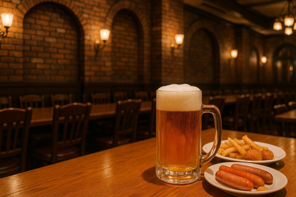 老舗ビアホールで楽しむ東京駅の夜